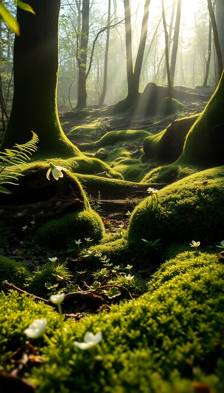 HD iPhone AI Spring Forest Floor Aesthetic Background Royalty-Free Image